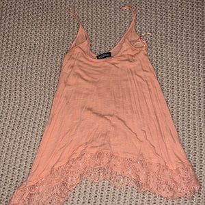 freshman 1996 cute thin pink spaghetti strap top w lace on bottom!